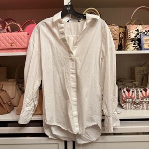 ZARA Crisp White Linen Button-Up Shirt